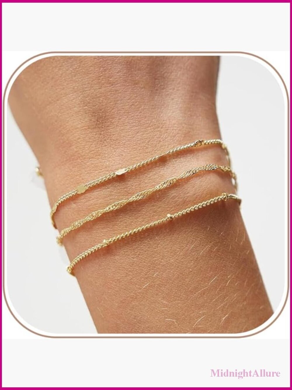 Dainty Cross Pearl CZ Bracelet Set 14K Gold Plated Layering Chain Bracelets